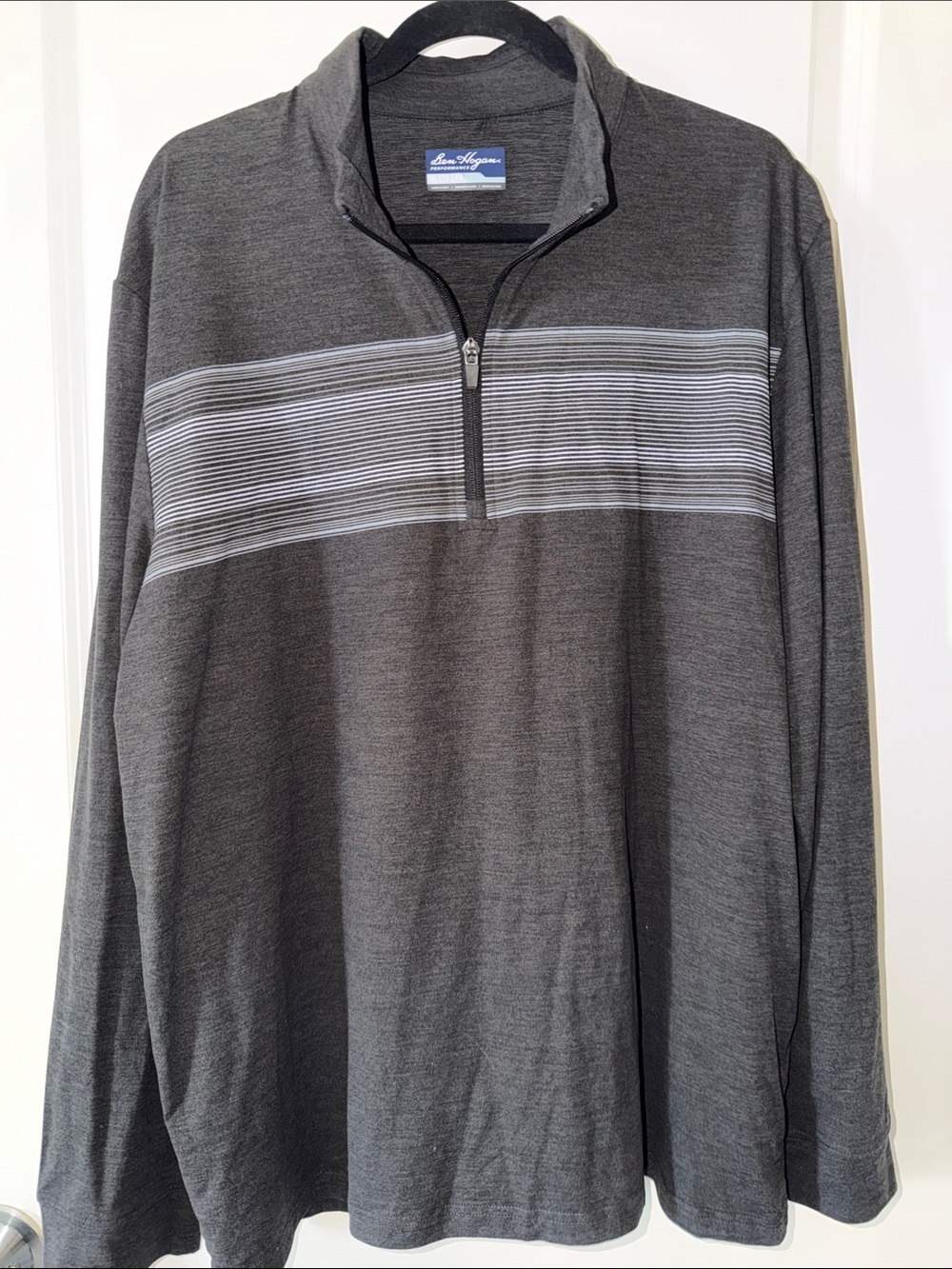 Hogan Men's Dark Gray Quarter-Zip Sweater with Light Gray Stripe